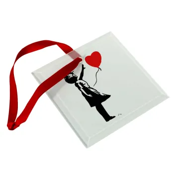 Banksy (Hope), Στολίδι Χριστουγεννιάτικο στολίδι γυάλινο τετράγωνο 9x9cm