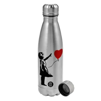 Banksy (Hope), Metallic water bottle, stainless steel, 750ml
