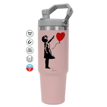 Banksy (Hope), ΡΟΖ χρώματος Θερμός Ανοξείδωτο 890ml (30oz) με χερούλι