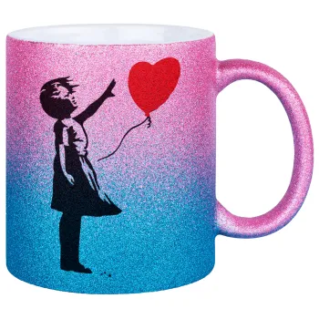 Banksy (Hope), Κούπα Χρυσή/Μπλε Glitter, κεραμική, 330ml