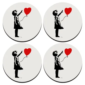 Banksy (Hope), ΣΕΤ 4 Σουβέρ ξύλινα στρογγυλά (9cm)