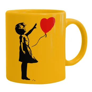 Banksy (Hope), Κούπα, κεραμική κίτρινη, 330ml