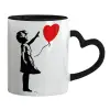 Mug heart black handle, ceramic, 330ml