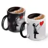 Color changing magic Mug, ceramic, 330ml when adding hot liquid inside, the black colour desappears (1 pcs)