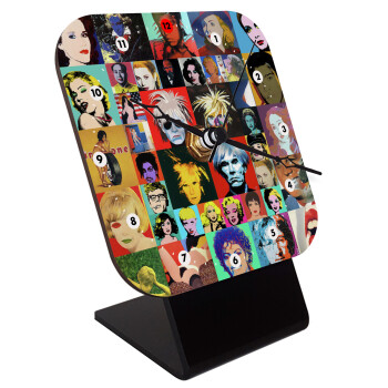 Warhol pop art, Επιτραπέζιο ρολόι ξύλινο με δείκτες (10cm)