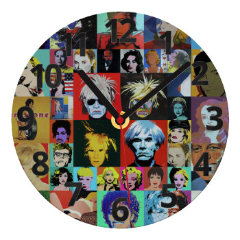 Warhol pop art, Ρολόι τοίχου γυάλινο (20cm)