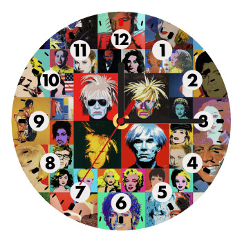 Warhol pop art, Wooden wall clock (20cm)