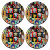 SET of 4 round wooden coasters (9cm)