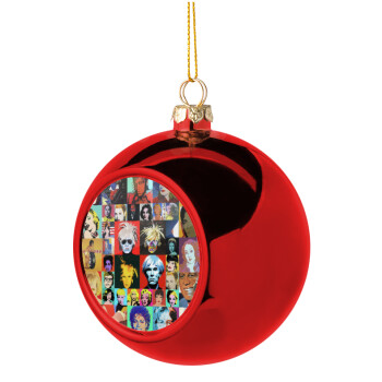 Warhol pop art, Χριστουγεννιάτικη μπάλα δένδρου Κόκκινη 8cm