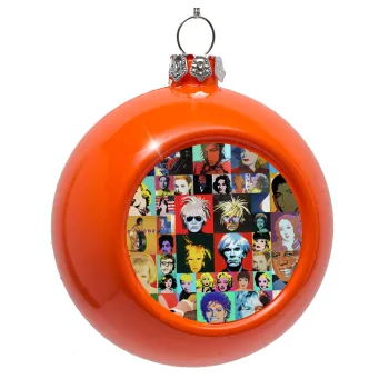 Warhol pop art, Στολίδι Χριστουγεννιάτικη μπάλα δένδρου Πορτοκαλί 8cm