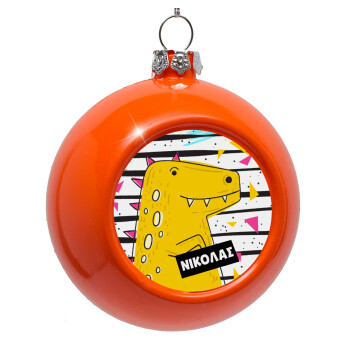 t-rex , Orange Christmas tree ornament bauble 8cm