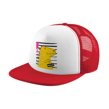 t-rex , Καπέλο Ενηλίκων Soft Trucker με Δίχτυ Red/White (POLYESTER, ΕΝΗΛΙΚΩΝ, UNISEX, ONE SIZE)