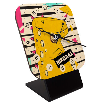 t-rex , Quartz Table clock in natural wood (10cm)