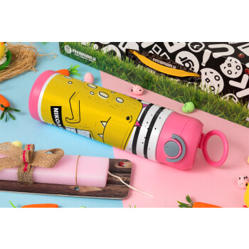 t-rex , Easter candle, Childrens hot water bottle, stainless steel, with safety straw, PINK (500ml)