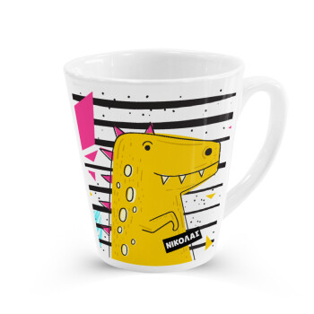t-rex , Κούπα κωνική Latte Λευκή, κεραμική, 300ml