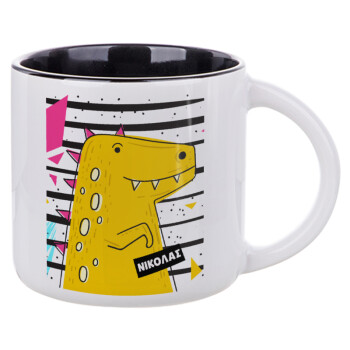 t-rex , Κούπα κεραμική 400ml Λευκή/Μαύρη