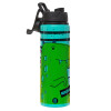 Metallic water bottle with safety lid, 850ml aluminum