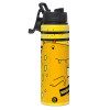 Metallic water bottle with safety lid, 850ml aluminum