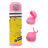 Children's hot water bottle, stainless steel, with safety straw, PINK (500ml)