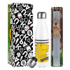 Easter candle, metallic white thermos bottle (500ml) & aromatic flat candle (30cm) (GRAY)