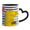 Mug heart black handle, ceramic, 330ml