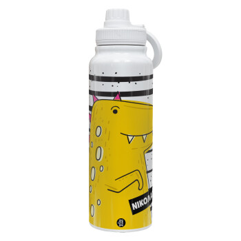 t-rex , 1L Stainless Steel Thermal Bottle with Phone Holder & Double Wall Insulation