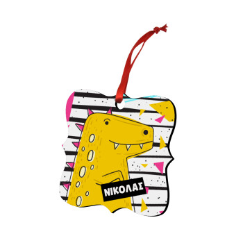 t-rex , Στολίδι Χριστουγεννιάτικο στολίδι polygon ξύλινο 7.5cm