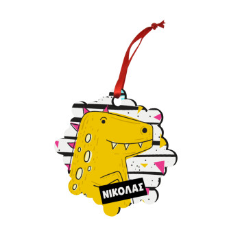 t-rex , Christmas ornament snowflake wooden 7.5cm