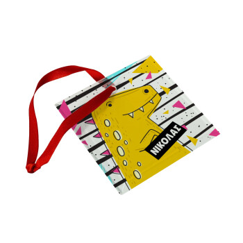 t-rex , Christmas ornament, glass square ornament 9x9cm