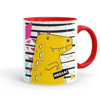 t-rex , Κούπα χρωματιστή κόκκινη, κεραμική, 330ml
