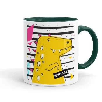 t-rex , Κούπα χρωματιστή πράσινη, κεραμική, 330ml