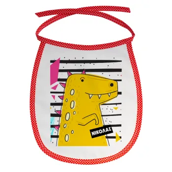 t-rex , Σαλιάρα μωρού αλέκιαστη με κορδόνι Κόκκινη