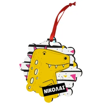 t-rex , Στολίδι Χριστουγεννιάτικο στολίδι snowflake ξύλινο 7.5cm