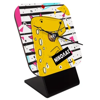 t-rex , Επιτραπέζιο ρολόι ξύλινο με δείκτες (10cm)