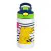 Children's hot water bottle, stainless steel, with safety straw, green, blue (350ml)