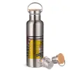 Stainless steel Silver with wooden lid (bamboo), double wall, 750ml