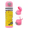 Children's hot water bottle, stainless steel, with safety straw, PINK (500ml)