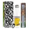 Easter candle, metallic white thermos bottle (500ml) & aromatic flat candle (30cm) (GRAY)
