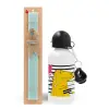 Easter Set, metallic aluminum water bottle (500ml) & scented flat candle (30cm) (TURQUOISE)