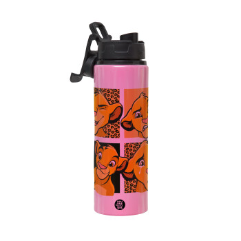 Simba, lion king, Metallic water bottle with safety lid, 850ml aluminum