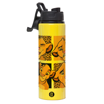 Simba, lion king, Metallic water bottle with safety lid, 850ml aluminum