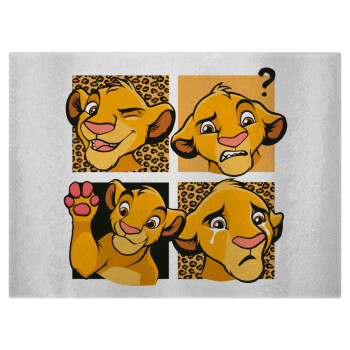 Simba, lion king, Επιφάνεια κοπής γυάλινη (38x28cm)