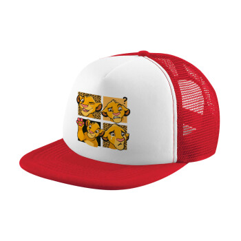 Simba, lion king, Καπέλο Soft Trucker με Δίχτυ Red/White 