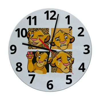 Simba, lion king, Ρολόι τοίχου γυάλινο (30cm)