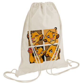 Simba, lion king, Τσάντα πλάτης πουγκί GYMBAG natural (28x40cm)