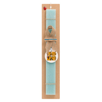 Simba, lion king, Easter Set, wooden keychain & aromatic flat Easter candle (30cm) (TURQUOISE)