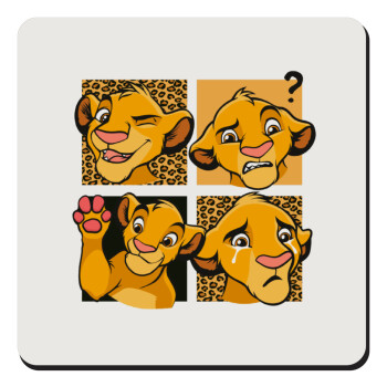 Simba, lion king, Τετράγωνο μαγνητάκι ξύλινο 9x9cm