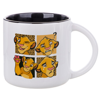 Simba, lion king, Κούπα κεραμική 400ml Λευκή/Μαύρη