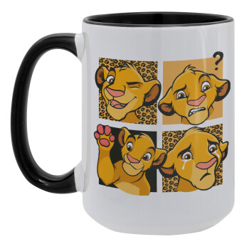 Simba, lion king, Κούπα Mega 15oz, κεραμική Μαύρη, 450ml