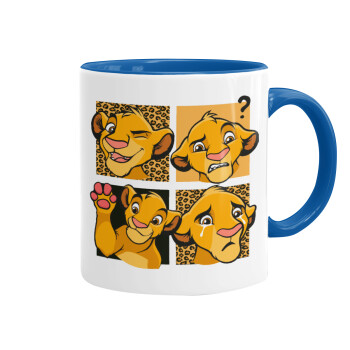 Simba, lion king, Mug colored blue, ceramic, 330ml